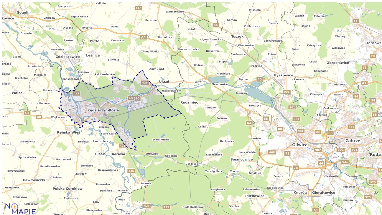 Mapa obszarów ochrony przyrody Kędzierzyna-Koźla
